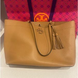 Tory Burch McGraw leather tote. Like New with bag from purchase at the store.